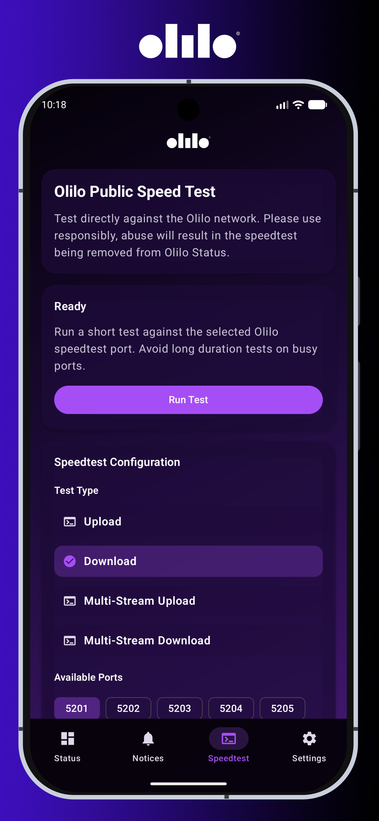 Olilo Status Android details screenshot