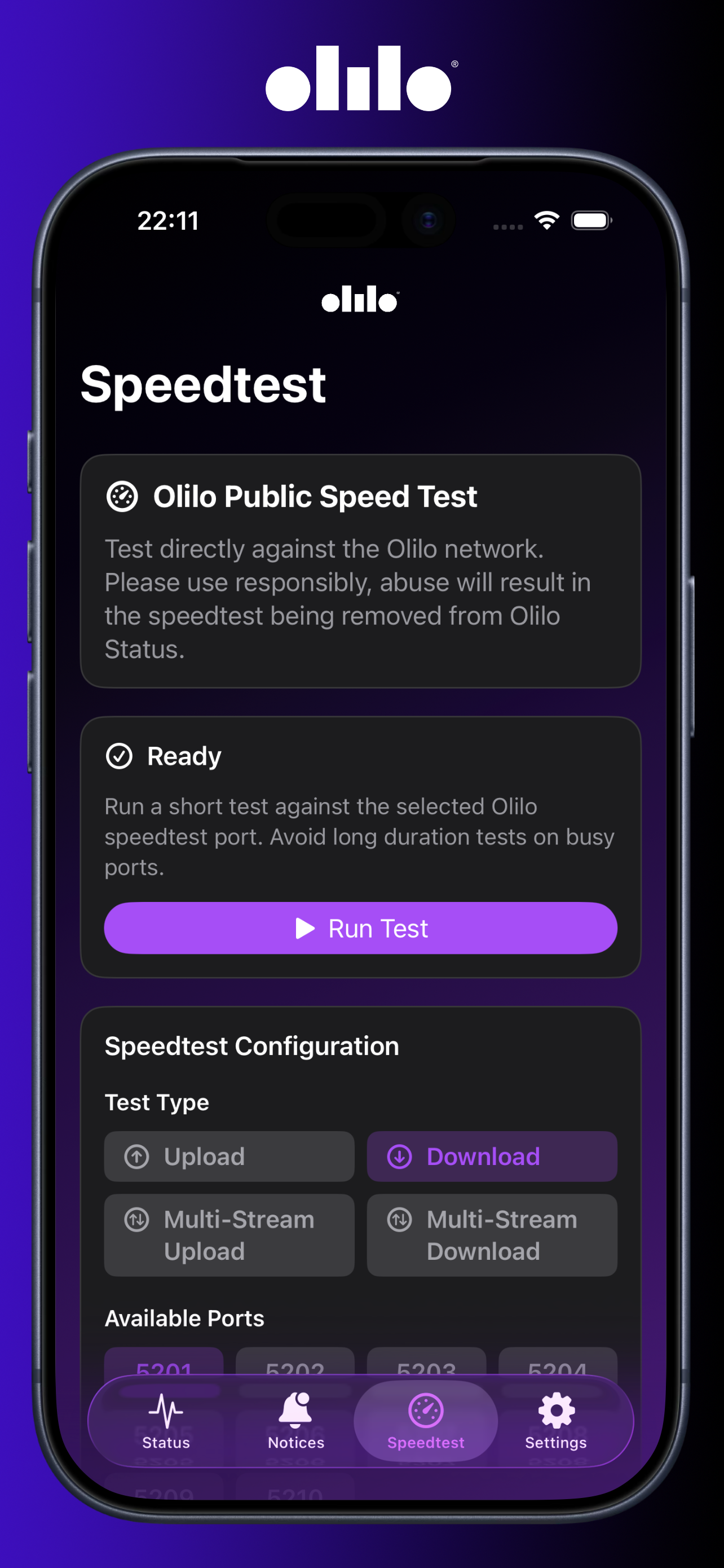 Olilo Status iOS details screenshot